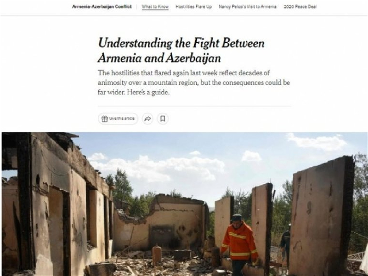 "The New York Times" erməni təxribatından 