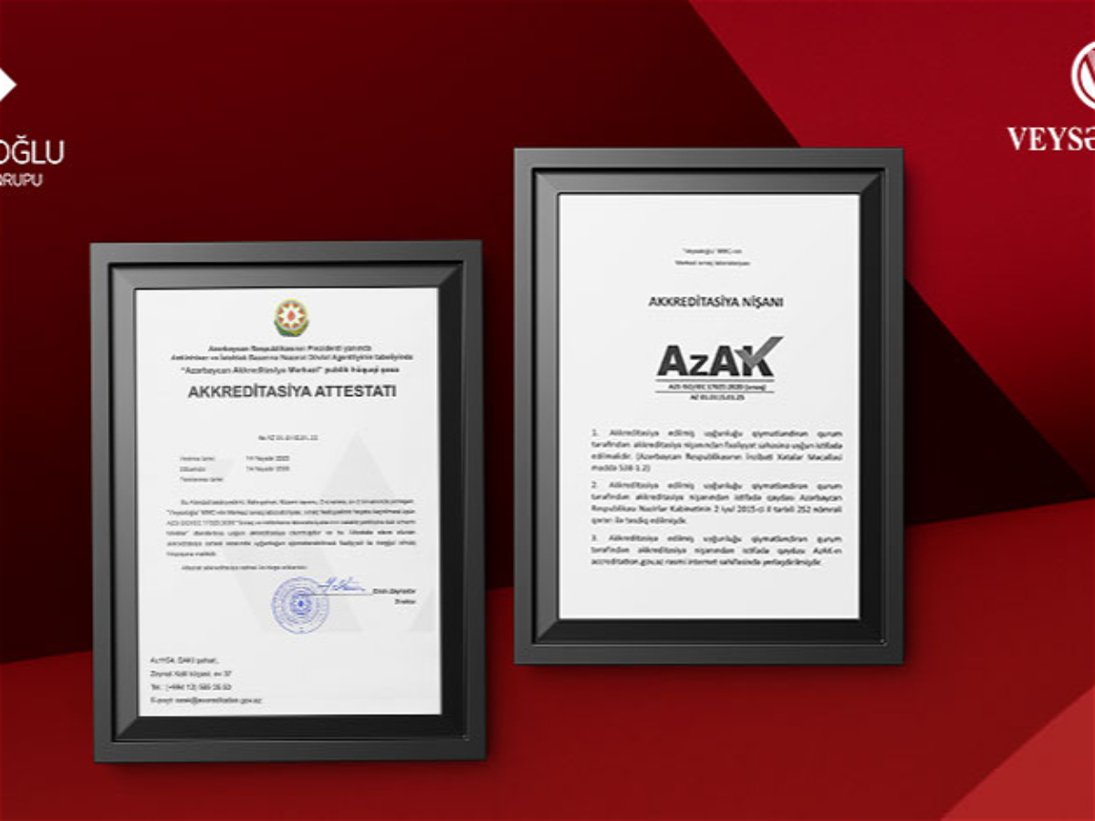 Veysəloğlu Mərkəzi Sınaq Laboratoriyası ISO/IEC 17025 akkreditasiyasını əldə etdi 